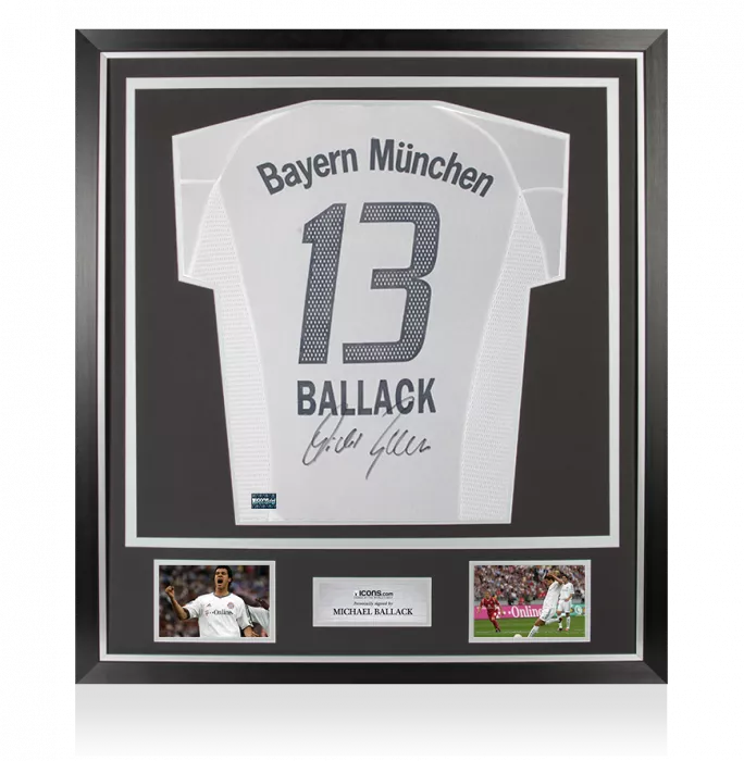Michael Ballack Back Signed FC Bayern Munich 2002-03 Away Shirt In Classic Frame