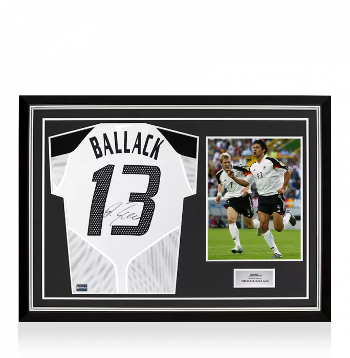 Michael Ballack Back Signed Germany 2004-05 Home Shirt In Hero Frame: Option 1
