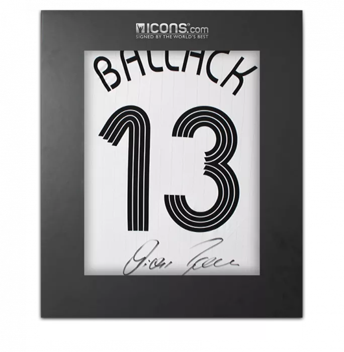 Michael Ballack Back Signed Germany 2005-07 Home Shirt In Deluxe Packaging