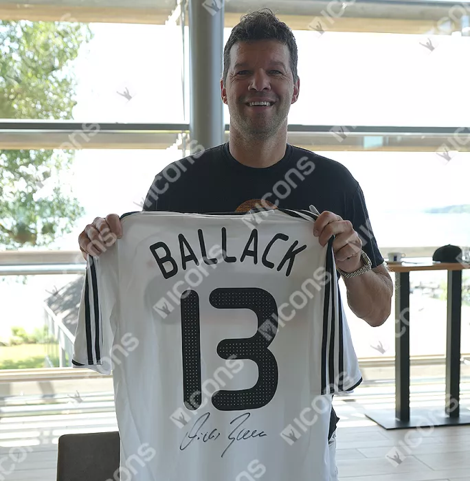 Michael Ballack Back Signed Germany 2008-09 Home Shirt In Classic Frame