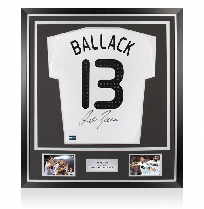 Michael Ballack Back Signed Germany 2008-09 Home Shirt In Classic Frame