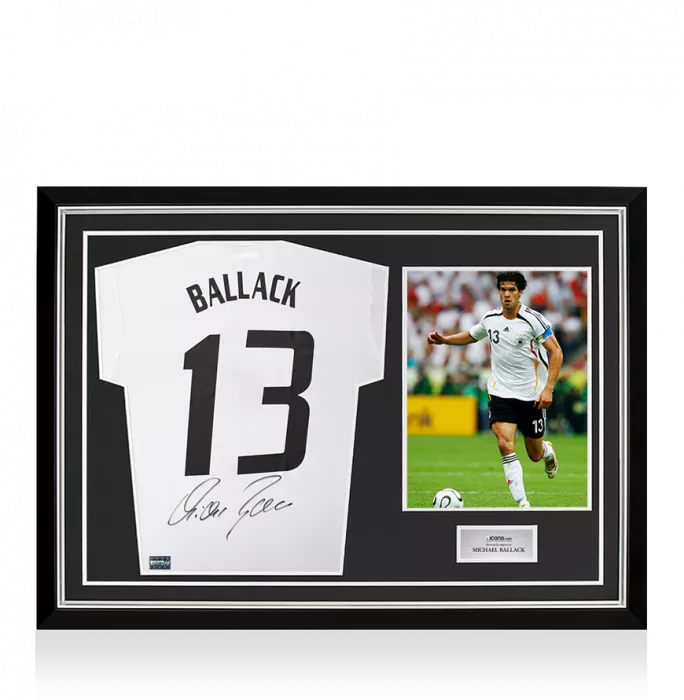 Michael Ballack Back Signed Germany 2015-16 Home Shirt In Hero Frame: Option 1