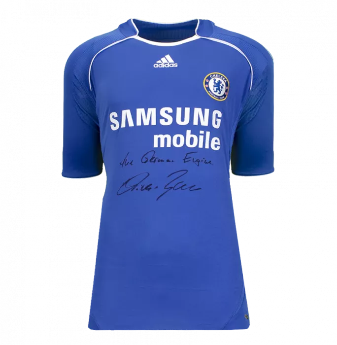 Michael Ballack Front Signed Chelsea 2006-08 Home Shirt - The German Engine Inscription In Hero Frame: Option 1