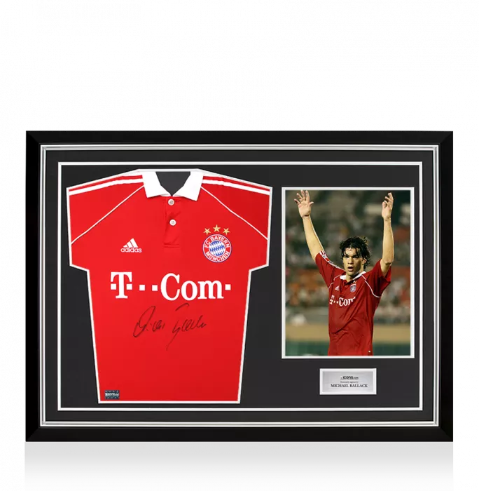 Michael Ballack Front Signed FC Bayern Munich 2006-07 Home Shirt In Hero Frame: Option 1