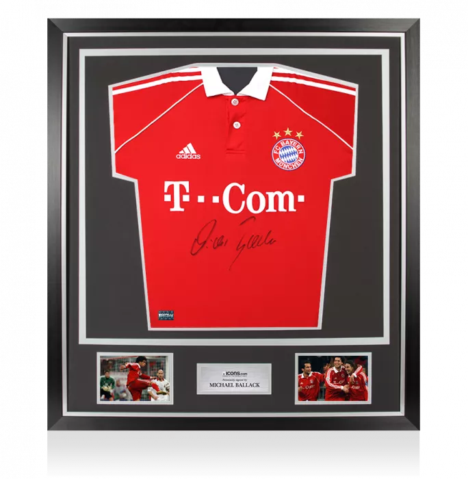 Michael Ballack Front Signed FC Bayern Munich 2006-07 Home Shirt In Classic Frame