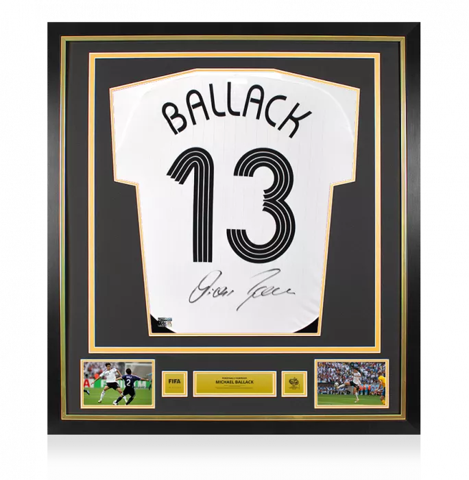 Michael Ballack Official 2006 FIFA World Cup™ Back Signed And Framed Germany 2005-07 Home Shirt