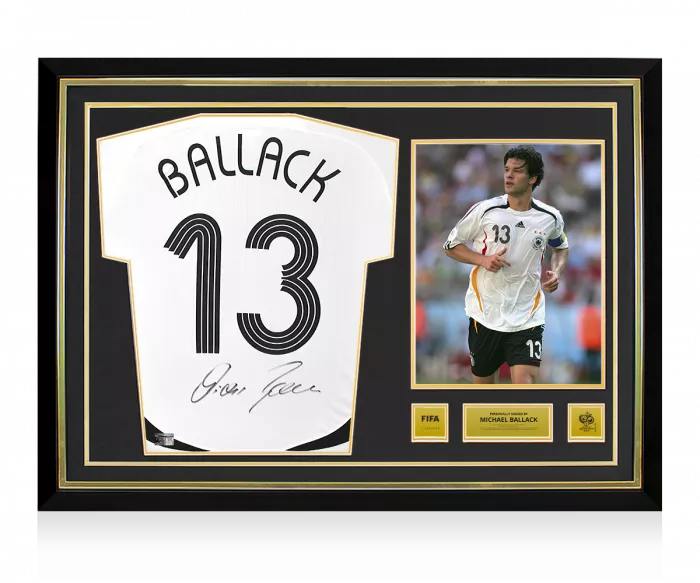 Michael Ballack Official 2006 FIFA World Cup™ Back Signed And Hero Framed Germany 2005-07 Home Shirt