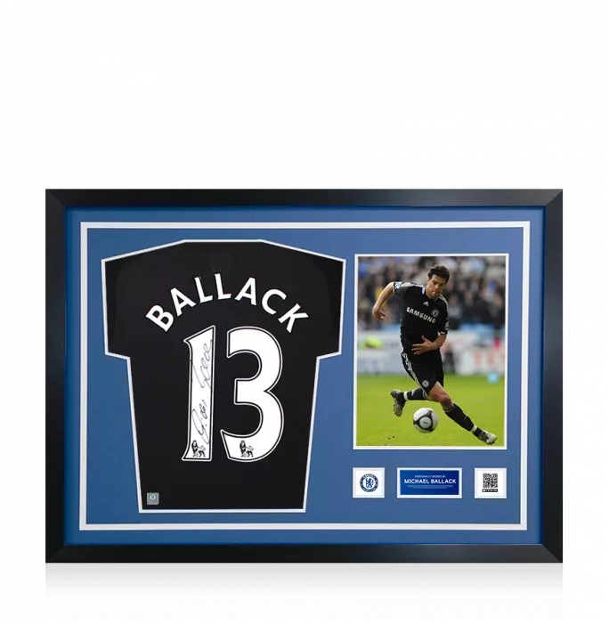 Michael Ballack Official Chelsea FC Signed And Framed 2008-09 Away Shirt