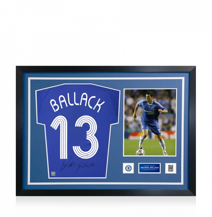 Michael Ballack Official Chelsea FC Signed and Framed 2006-08 Home Shirt