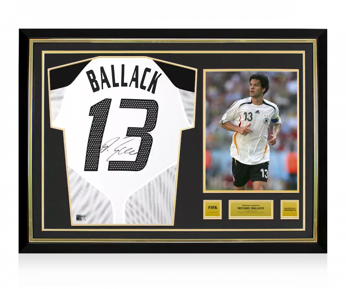 Michael Ballack Official FIFA World Cup™ Back Signed and Hero Framed Germany 2004-05 Home Shirt
