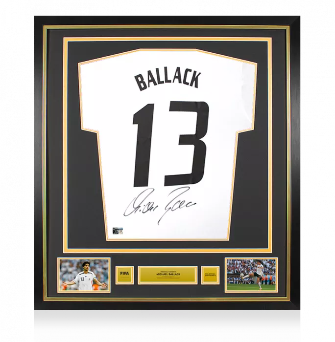 Michael Ballack Official FIFA World Cup™ Back Signed and Framed Germany 2015-16 Home Shirt