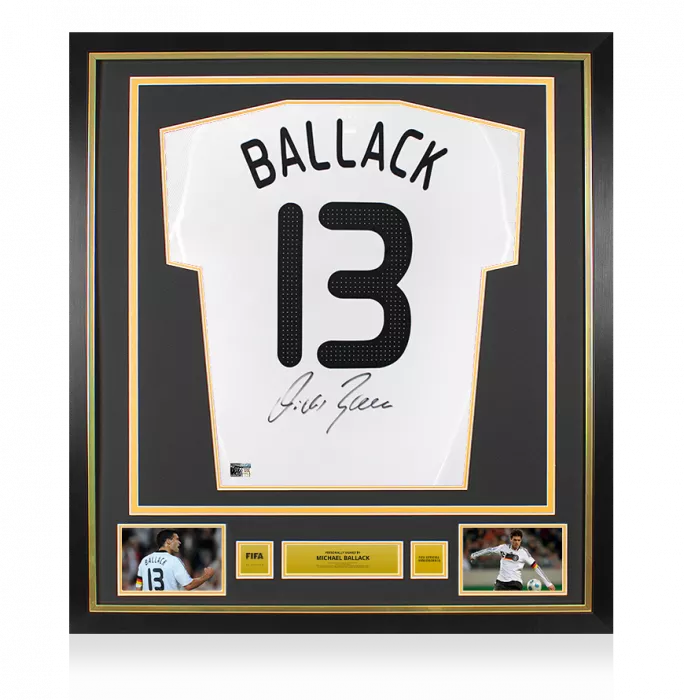 Michael Ballack Official FIFA World Cup™ Back Signed and Framed Germany 2008-09 Home Shirt