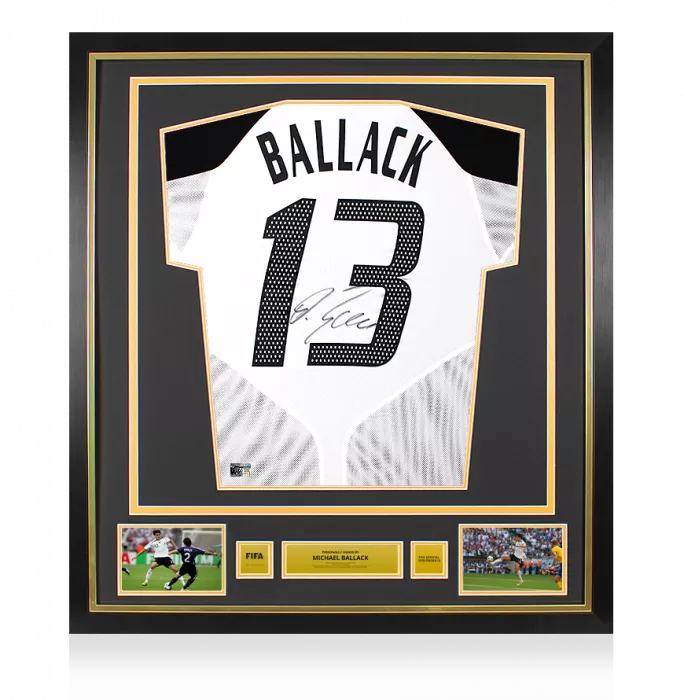 Michael Ballack Official FIFA World Cup™ Back Signed and Framed Germany 2004-05 Home Shirt