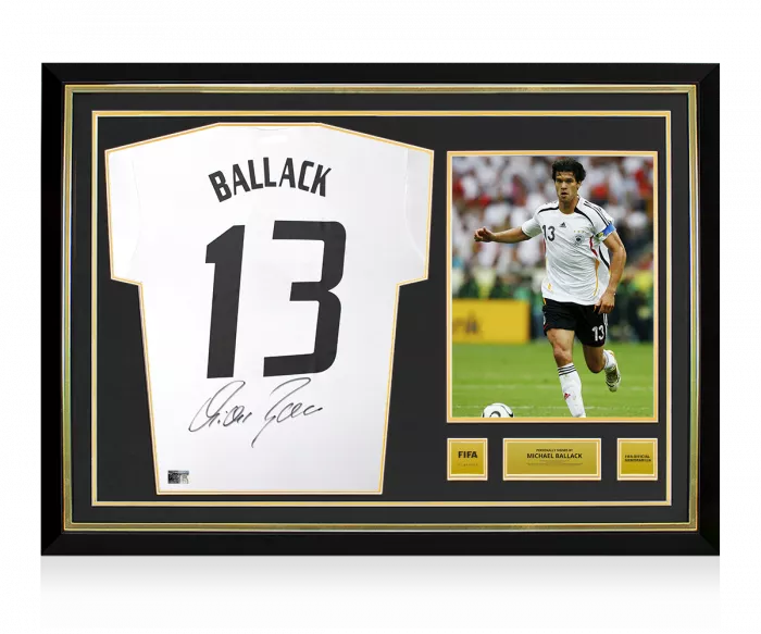 Michael Ballack Official FIFA World Cup™ Back Signed and Hero Framed Germany 2015-16 Home Shirt