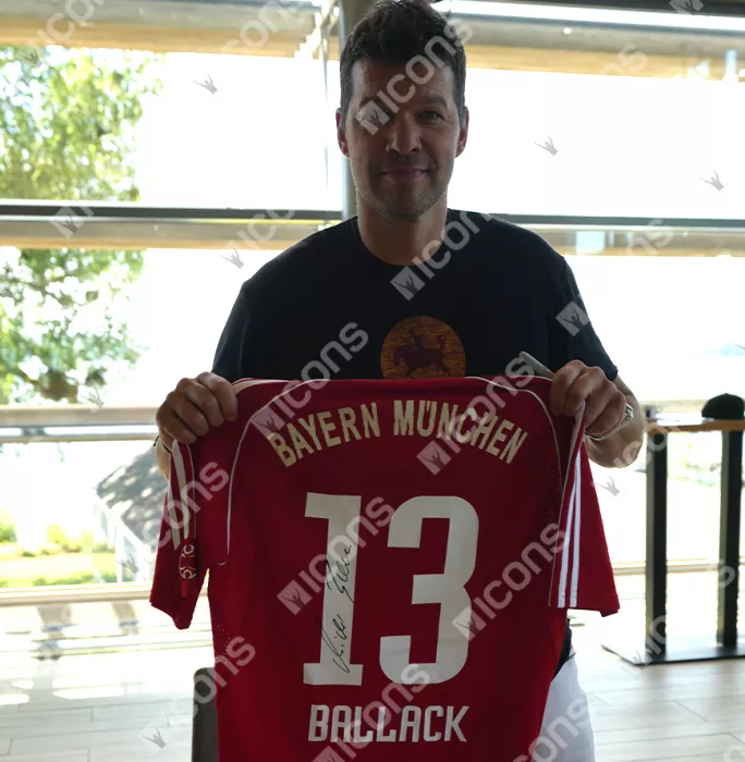 Michael Ballack Official UEFA Champions League Back Signed And Framed FC Bayern Munich 2006-07 Home Shirt