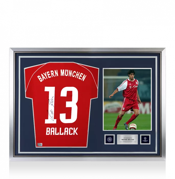 Michael Ballack Official UEFA Champions League Back Signed and Hero Framed FC Bayern Munich 2006-07 Home Shirt