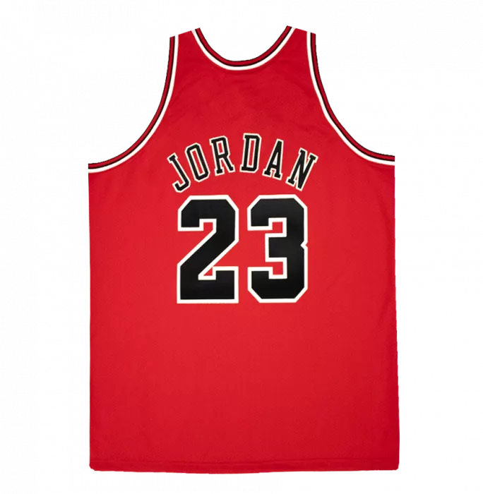 Michael Jordan Signed 1997-98 Chicago Bulls NBA Finals Patch Red Authentic Mitchell & Ness Jersey