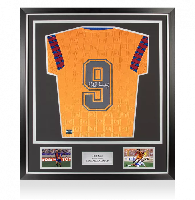 Michael Laudrup Back Signed FC Barcelona 1992 Away Shirt In Classic Frame