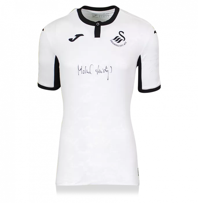 Michael Laudrup Front Signed Swansea City Home Shirt In Hero Frame: Option 1