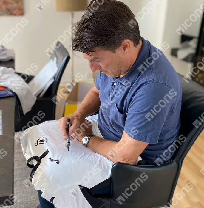 Michael Laudrup Front Signed Swansea City Home Shirt In Hero Frame: Option 1