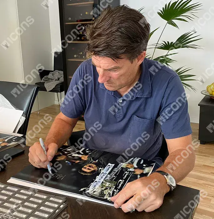 Michael Laudrup Signed Swansea Photo In Black Wooden Frame: 2013 League Cup Winner