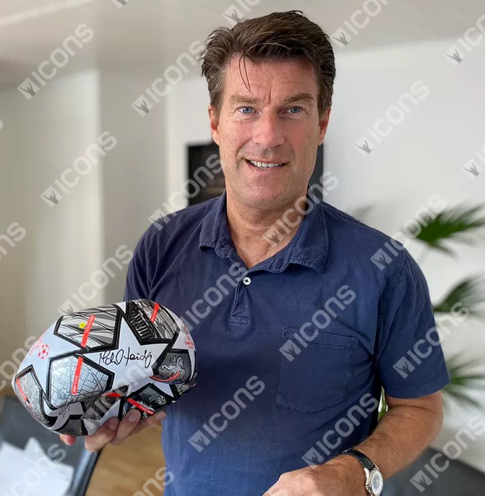 Michael Laudrup Signed UEFA Champions League Football In Acrylic Case