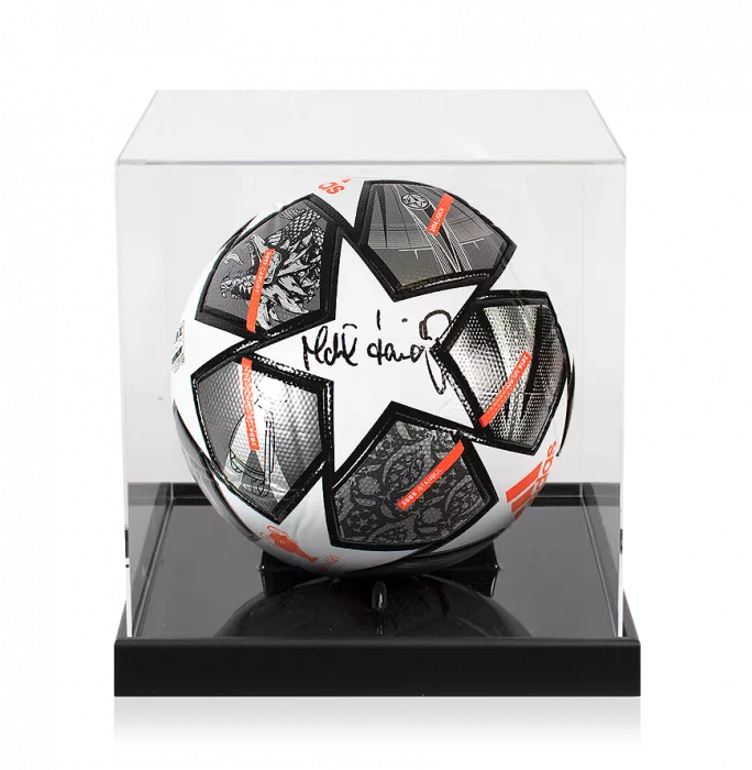 Michael Laudrup Signed UEFA Champions League Football In Acrylic Case