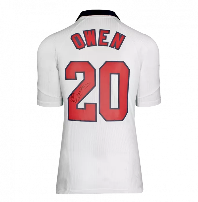 Michael Owen Back Signed England 1998 Home Shirt In Hero Frame: Option 1