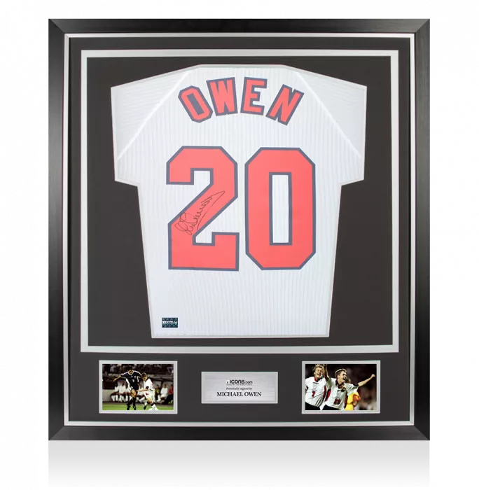 Michael Owen Back Signed England 1998 Home Shirt In Classic Frame