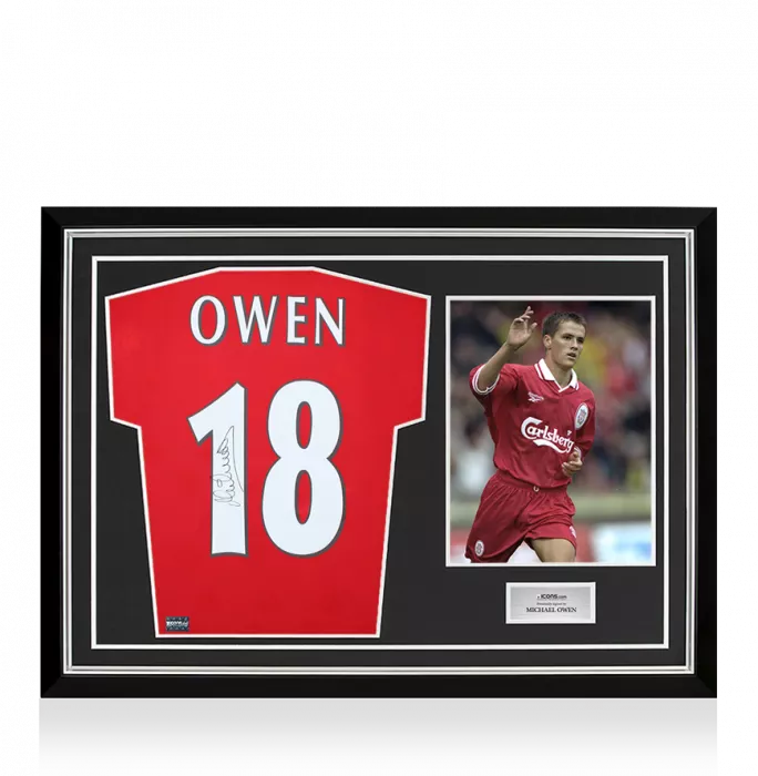 Michael Owen Back Signed Liverpool 1996 Home Shirt In Hero Frame: Option 1
