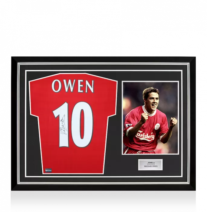 Michael Owen Back Signed Liverpool 1998 Home Shirt In Hero Frame: Option 1