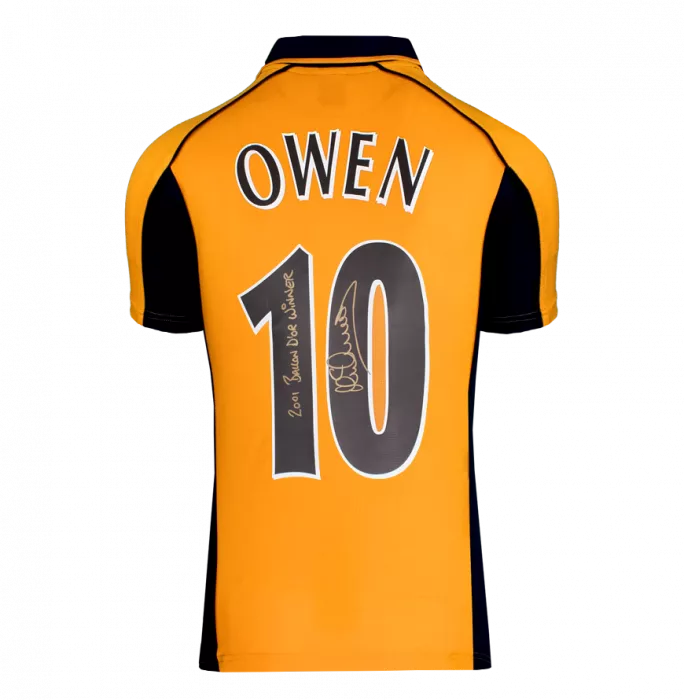 Michael Owen Back Signed Liverpool 2000-01 Away Shirt - 2001 Ballon D'Or Winner Inscription In Hero Frame: Option 1