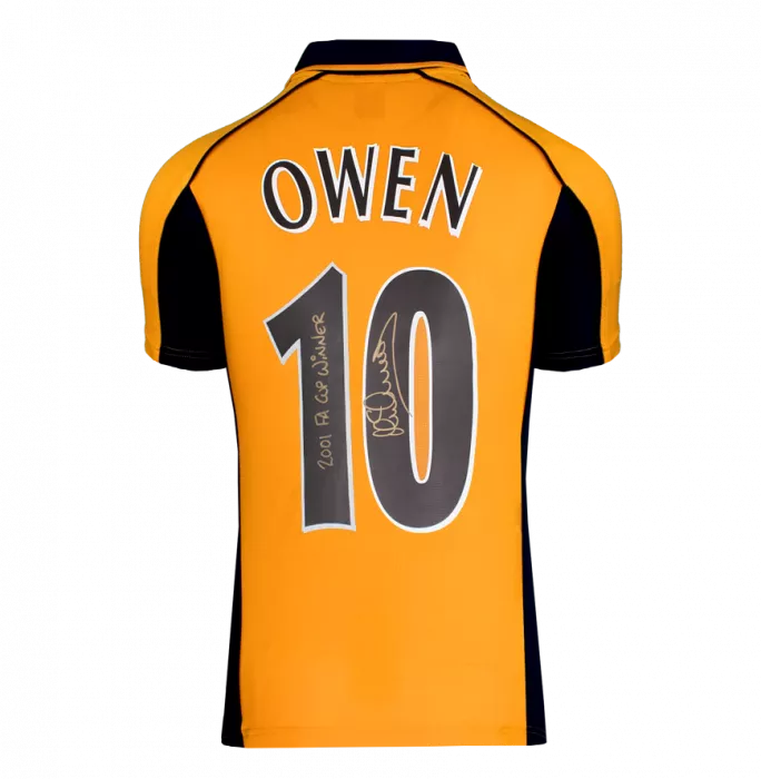 Michael Owen Back Signed Liverpool 2000-01 Away Shirt - 2001 FA Cup Winner Inscription In Classic Frame