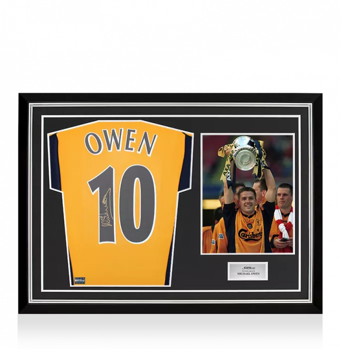 Michael Owen Back Signed Liverpool 2000-01 Away Shirt In Hero Frame: Option 1