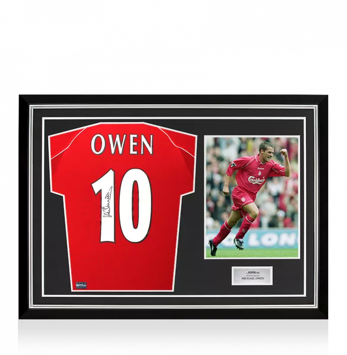 Michael Owen Back Signed Liverpool 2000-01 Home Shirt In Hero Frame: Option 1
