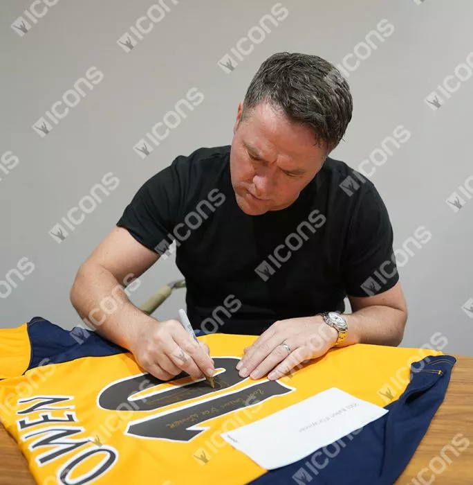 Michael Owen Back Signed Liverpool FC 2000 Away Shirt - "2001 Ballon D'Or Winner" Inscription In Hero Frame: Option 1