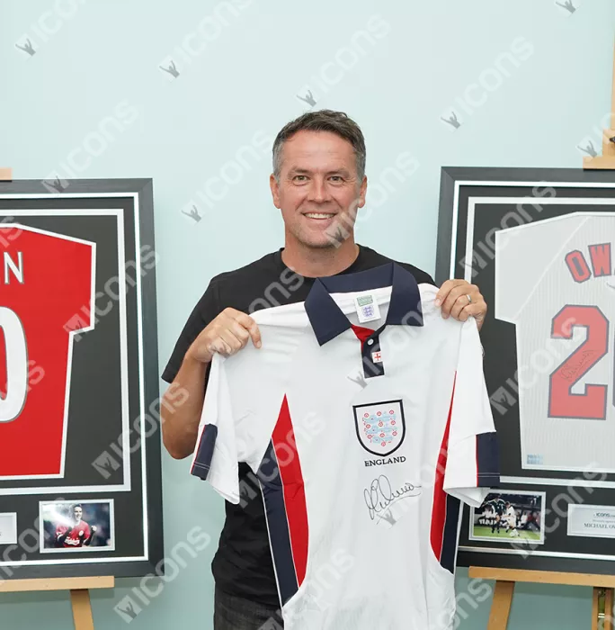 Michael Owen Front Signed England 1998 Home Shirt In Classic Frame