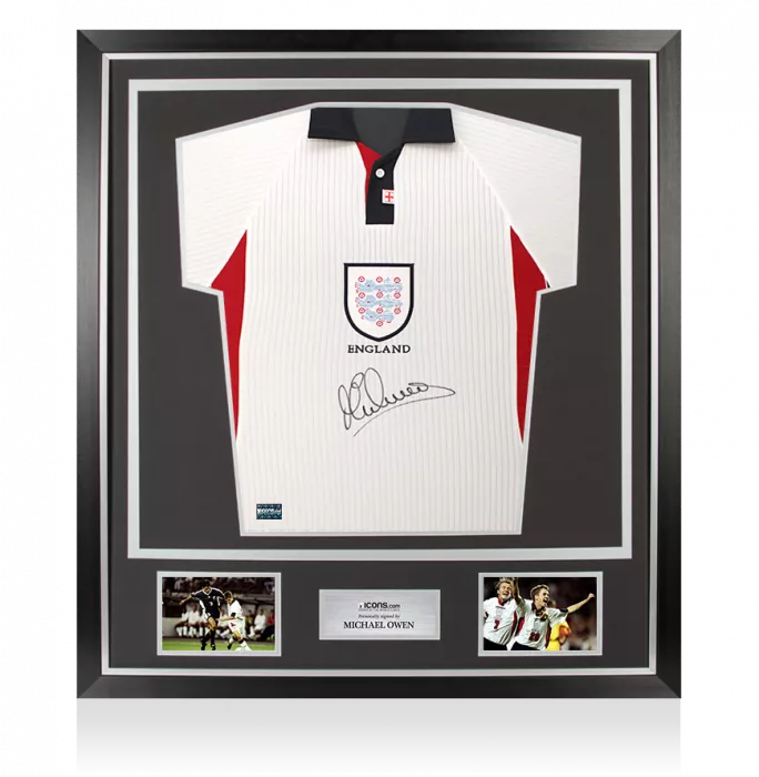 Michael Owen Front Signed England 1998 Home Shirt In Classic Frame