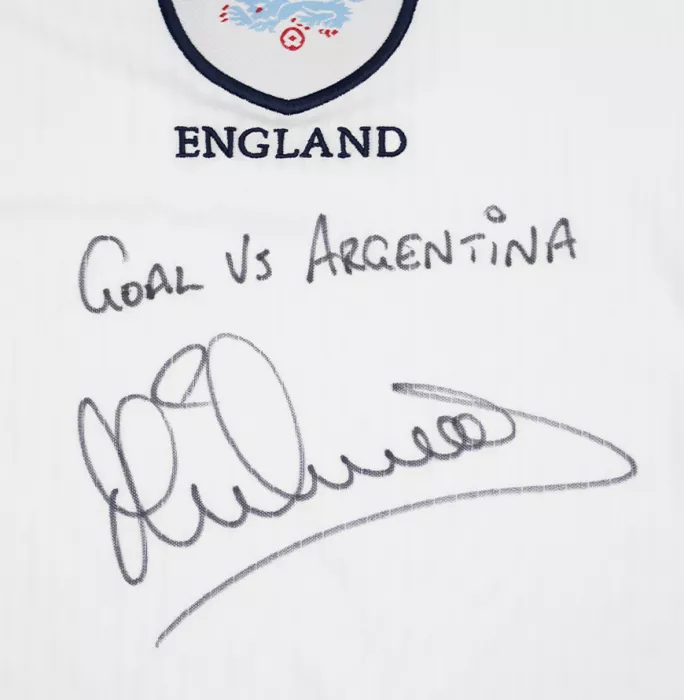 Michael Owen Front Signed England 1998 Home Shirt - Goal Vs Argentina Inscription In Classic Frame