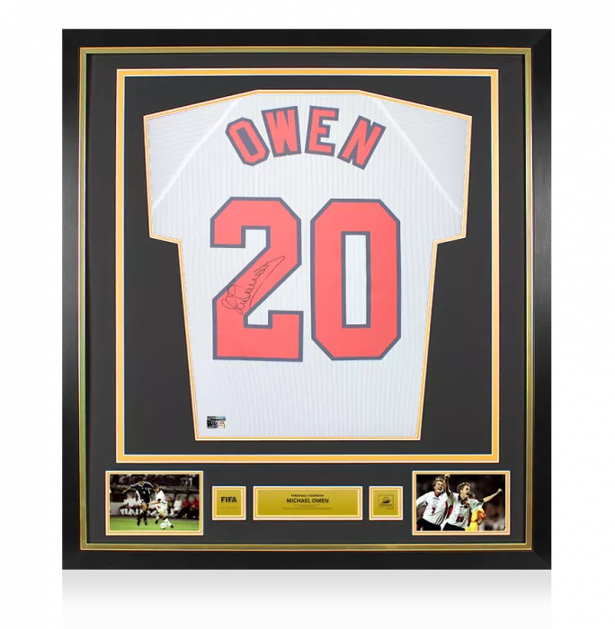 Michael Owen Official 1998 FIFA World Cup™ Back Signed and Framed England 1998 Home Shirt
