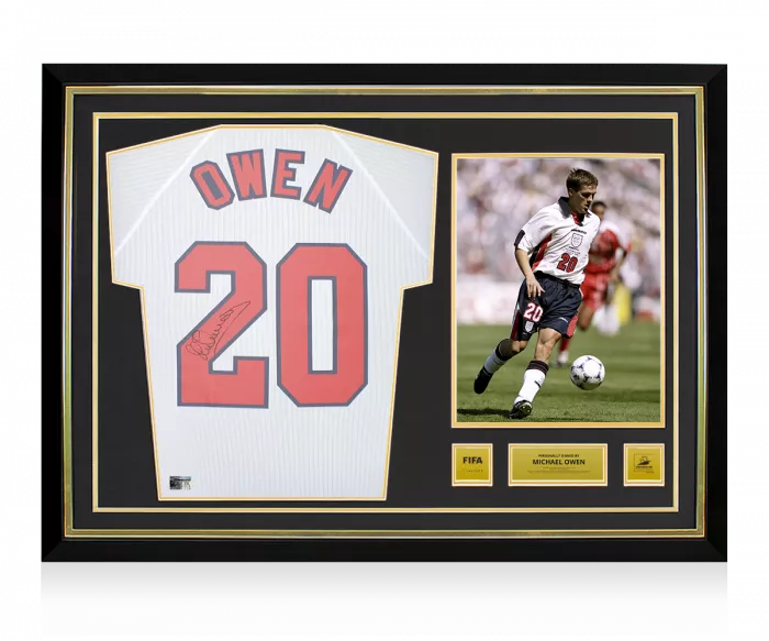 Michael Owen Official 1998 FIFA World Cup™ Back Signed and Hero Framed England 1998 Home Shirt
