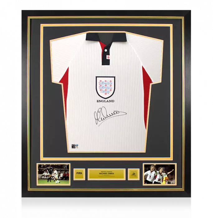 Michael Owen Official 1998 FIFA World Cup™ Front Signed And Framed England 1998 Home Shirt