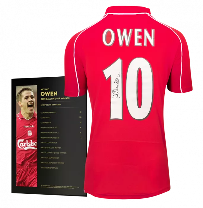 Michael Owen Official Ballon D'Or™ Back Signed Liverpool FC 2000-01 Home Shirt: 2001 Winner's Pack