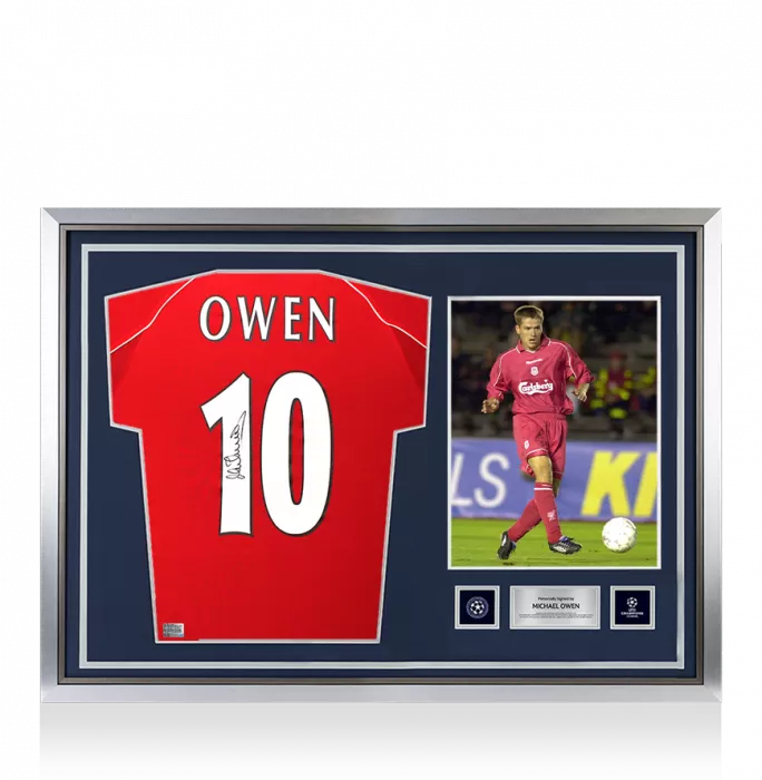 Michael Owen Official UEFA Champions League Back Signed and Hero Framed Liverpool 2000-01 Home Shirt