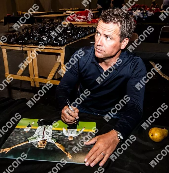 Michael Owen Signed England Photo: 2001 Hat-Trick Vs Germany
