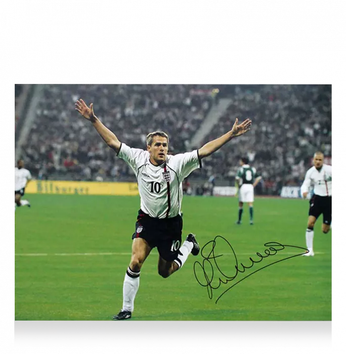 Michael Owen Signed England Photo In Premium Photo Frame: Goal Vs Germany