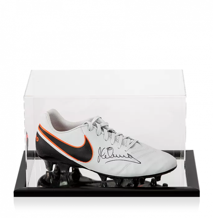 Michael Owen Signed Grey Nike Tiempo Boot In Acrylic Case