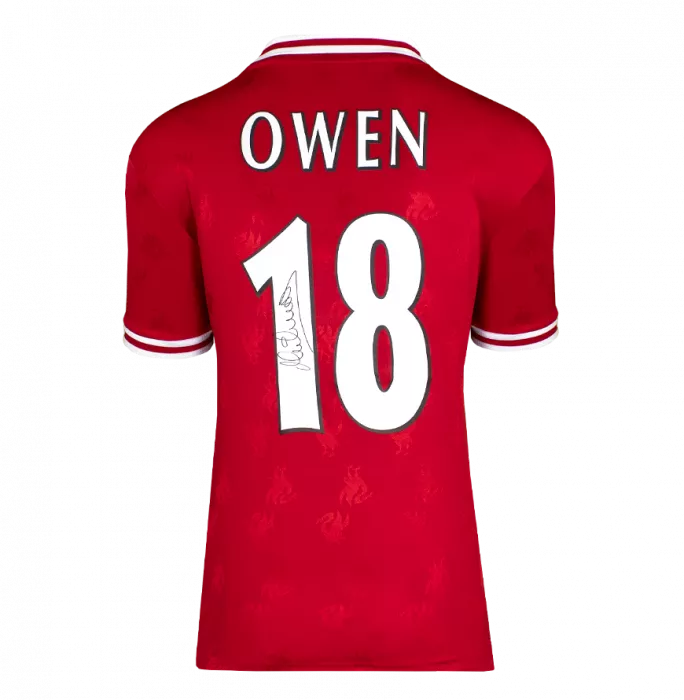 Michael Owen Signed Liverpool FC 1996 Home Shirt With Fan Style Numbers In Classic Frame