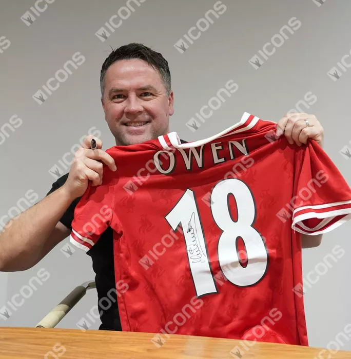 Michael Owen Signed Liverpool FC 1996 Home Shirt With Fan Style Numbers In Classic Frame