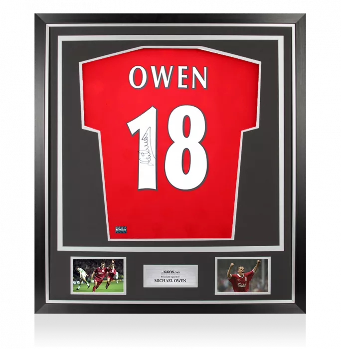 Michael Owen Signed Liverpool FC 1996 Home Shirt with Fan Style Numbers In Classic Frame